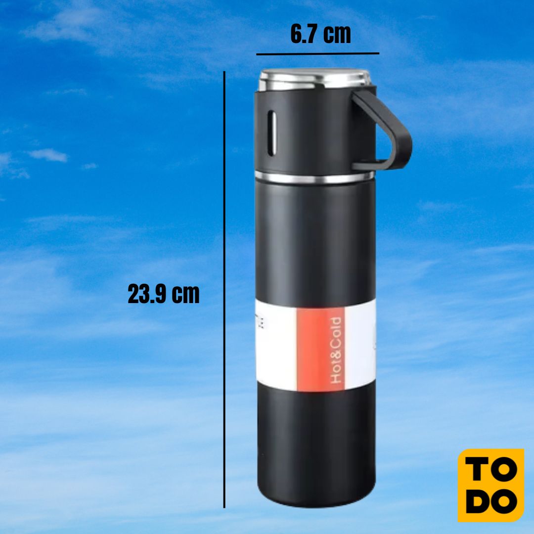 Termo + 3 pocillos manten tus bebidas a la temperatura que quieras