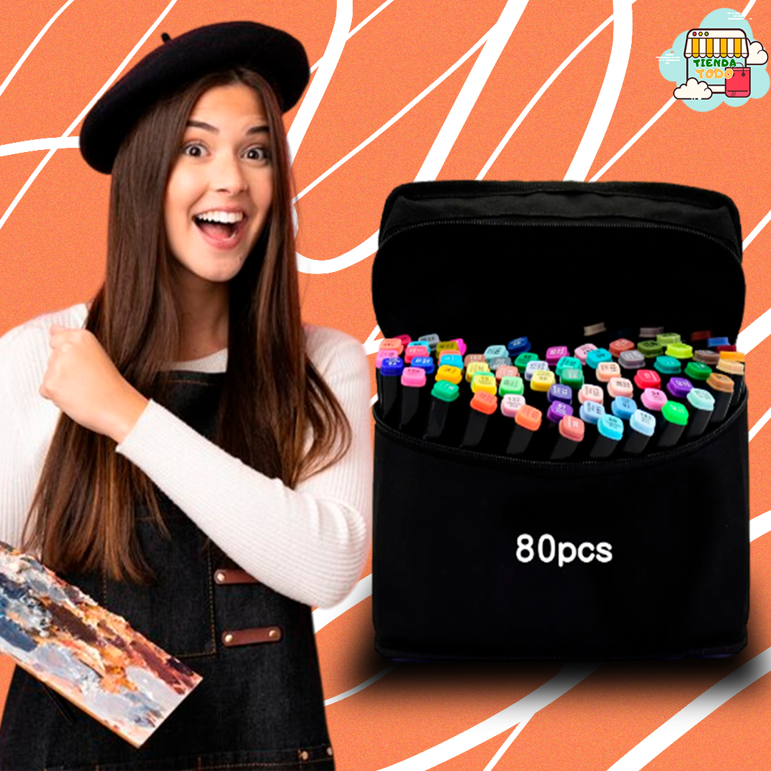 PRODUCTO TENDENCIA! Marcadores Doble Punta con Bolso
