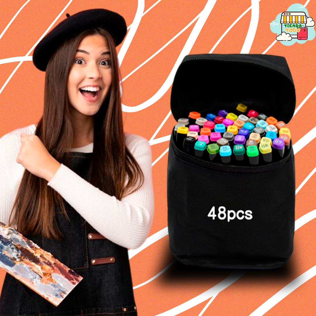 PRODUCTO TENDENCIA! Marcadores Doble Punta con Bolso
