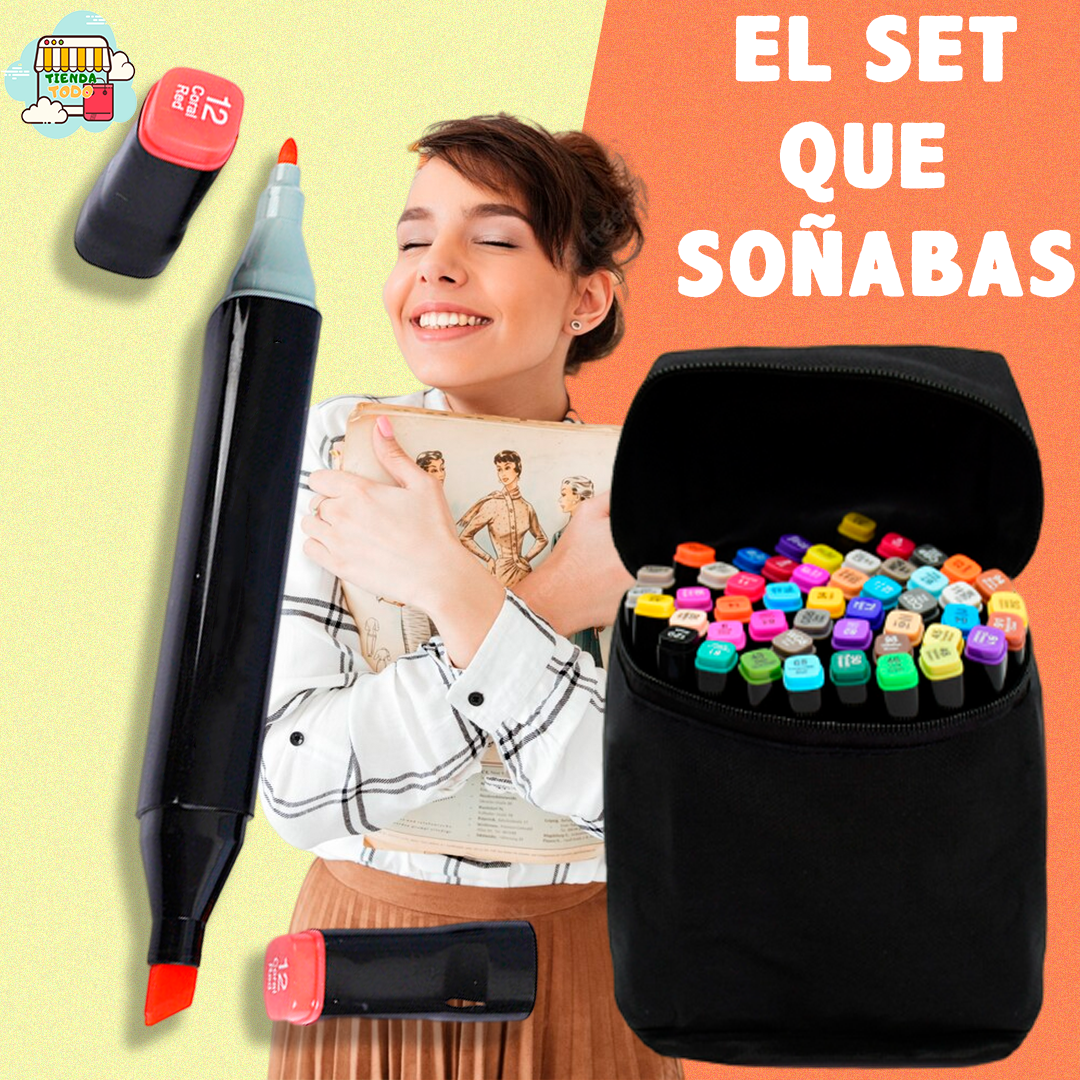 PRODUCTO TENDENCIA! Marcadores Doble Punta con Bolso