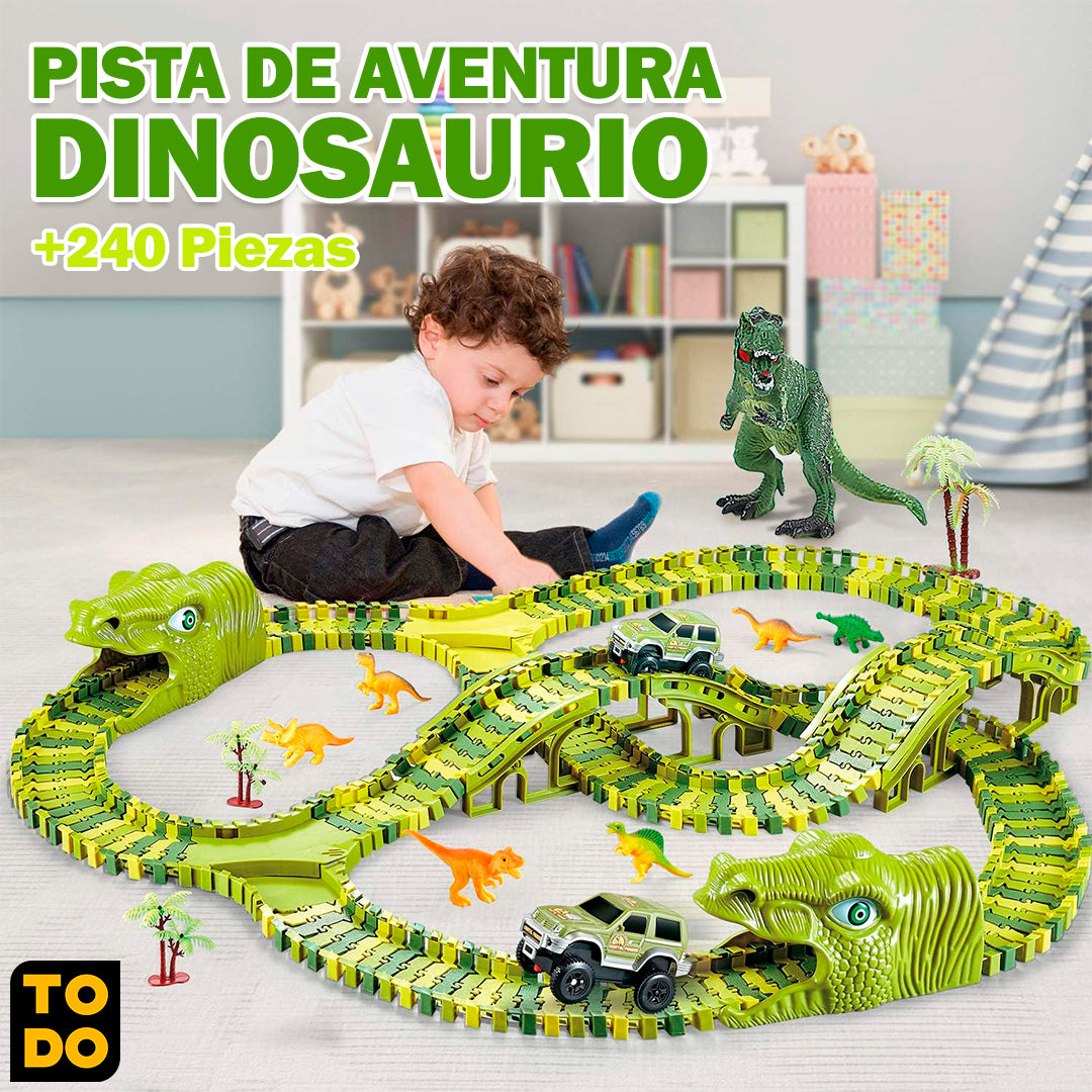 JUEGO PISTA DE DINOSAURIO GRANDE +240 PIEZAS (INCLUYE DINOSAURIOS)