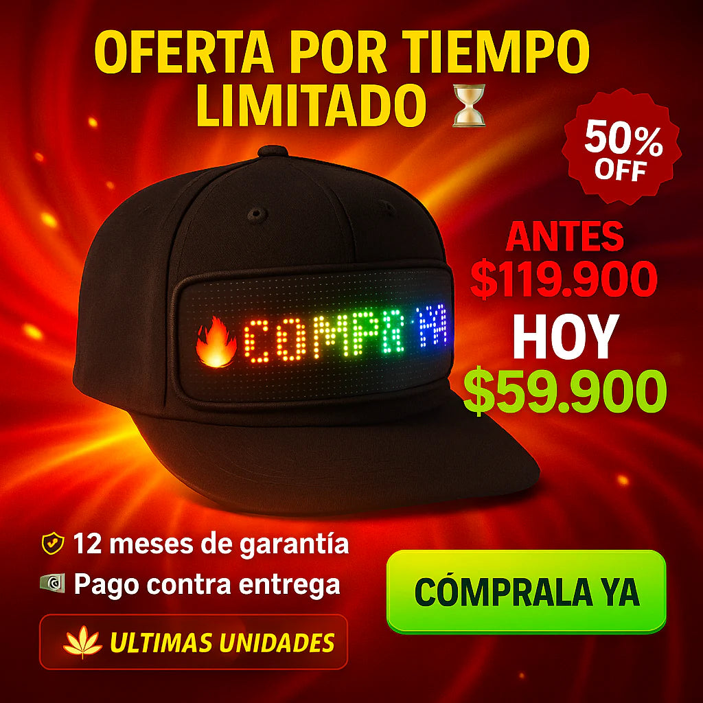 GORRA CON PANTALLA 100% PERSONALIZABLE