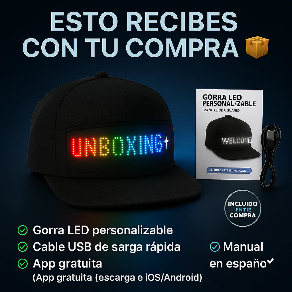 GORRA CON PANTALLA 100% PERSONALIZABLE