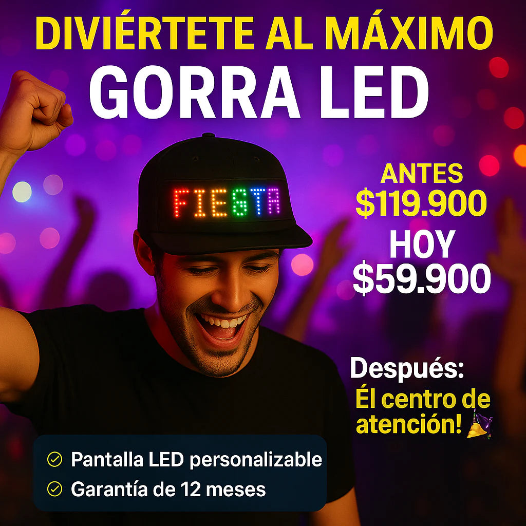 GORRA CON PANTALLA 100% PERSONALIZABLE