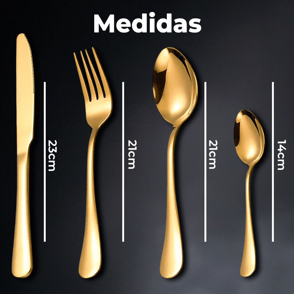 OFERTA MAYORISTA SET CUBIERTOS DORADOS 6 PUESTOS (24 PIEZAS)