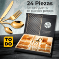 OFERTA MAYORISTA SET CUBIERTOS DORADOS 6 PUESTOS (24 PIEZAS)