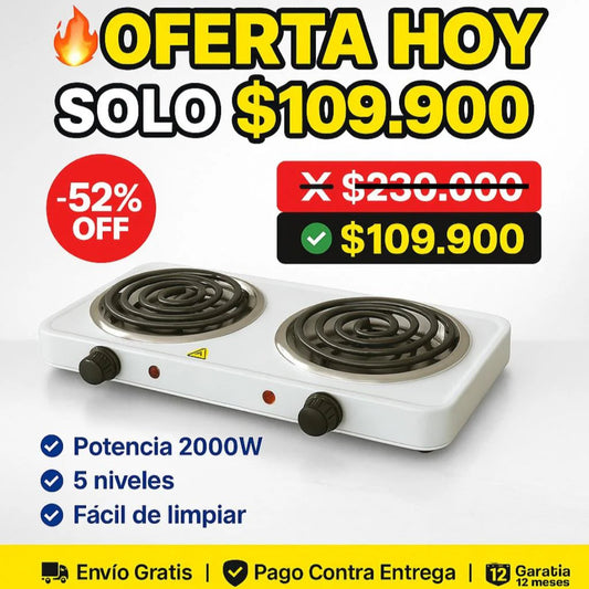 Estufa Electrica Portatil 2 Puestos
