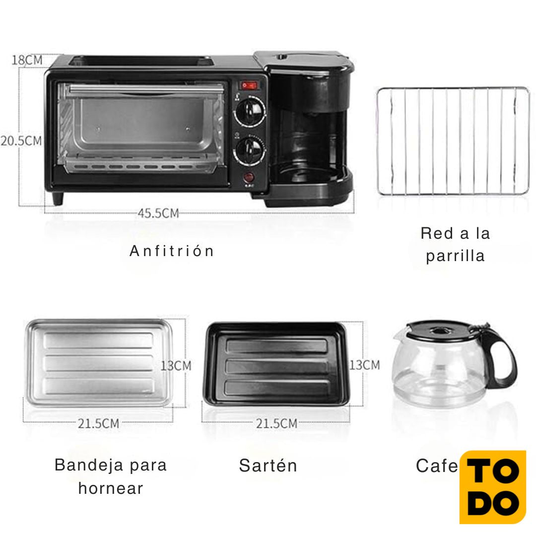 Horno tostador plancha y cafetera [1 año de Garantía]