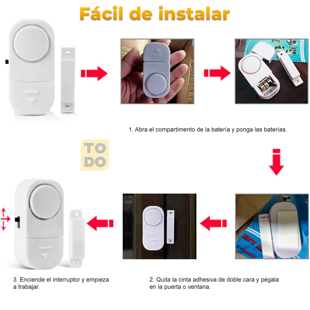 Alarma de seguridad antirrobo para puertas y ventanas