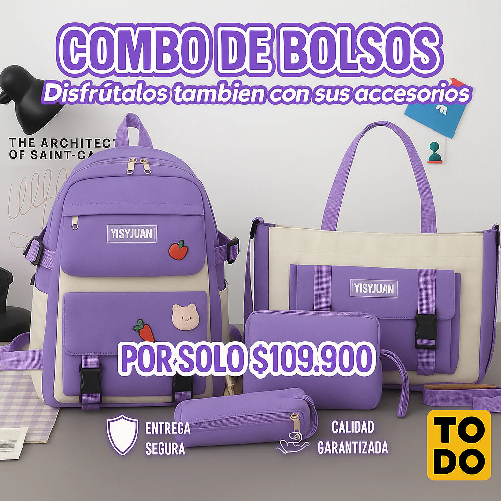 COMBO x 5 BOLSOS + ACCESORIOS