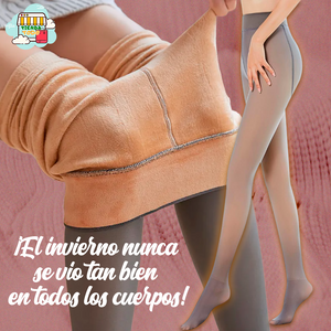 Medias con forro de moda para mujer, medias térmicas elásticas