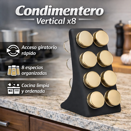Condimentero vertical de 8 puestos