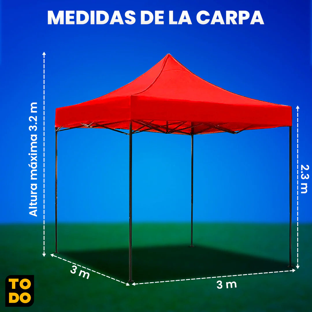 Carpa de 3 x 3 [Estructura Resistente con 2 Años de Garantía]