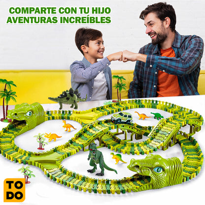 JUEGO PISTA DE DINOSAURIO GRANDE +240 PIEZAS (INCLUYE DINOSAURIOS)