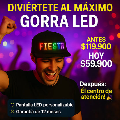 GORRA CON PANTALLA 100% PERSONALIZABLE