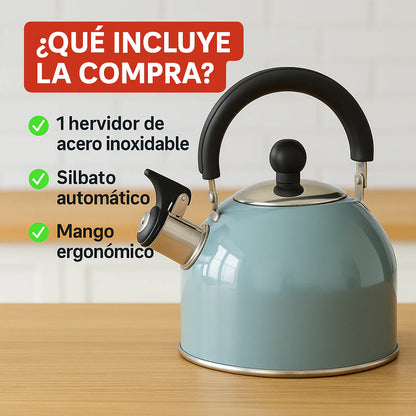 hervidor de agua con silbato de acero inoxidable