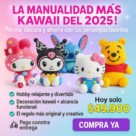 Alcancía Kawaii con Diamantes 3D