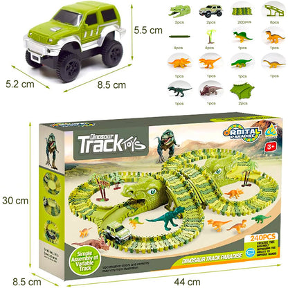 JUEGO PISTA DE DINOSAURIO GRANDE +240 PIEZAS (INCLUYE DINOSAURIOS)