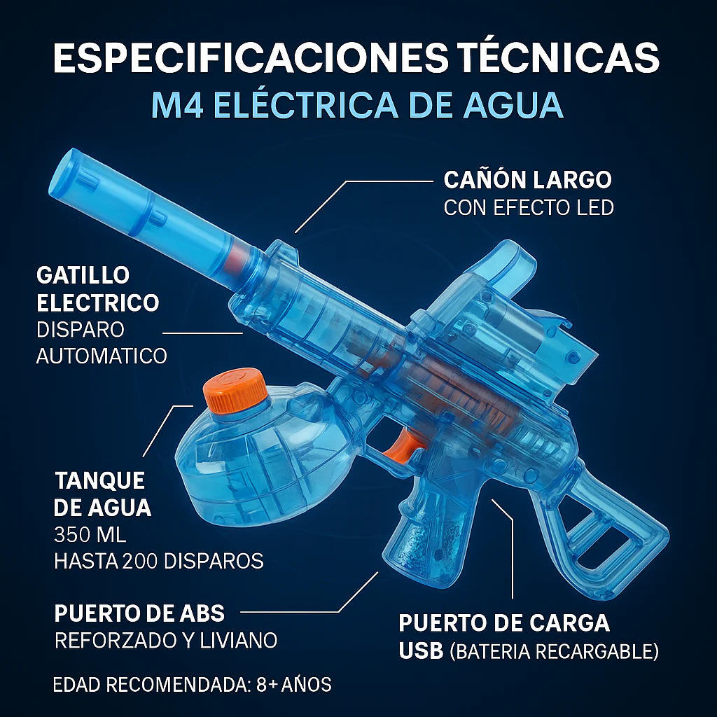 "Pistola Rifle De Agua Con Luz "